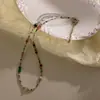 Collar con Cadena para Clavícula y Colgante de Pez de Cuentas Coloridas Dopamina Diseño Francés Retro Pulsante de Neón