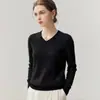 Baicaierong Outono/Inverno 2026 Suéter Feminino de Caxemira Gola V Design Versátil Malha de Lã