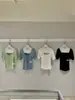 Liquidación, Sin Devoluciones ni Cambios. Estilo Chica Picante de Verano, Versátil, Adelgazante, Ceñidor de Cintura, Plisado, Sin Espalda, Cuello en U, Manga Corta Camiseta W10160