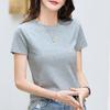 232 Camiseta de Manga Corta Camisa Base para Mujer Verano Blanca Ajustada Cuello Redondo Top con Verde Matcha Nuevo Trbottomy