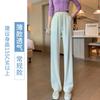 Pantalones de Pierna Ancha Transfronterizos para Mujer, de Cintura Alta, Slim, Transpirables y Holgados, Verano Delgado 2025, Pantalones Rectos Casuales de Estilo Coreano para Personas Pequeñas