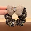 Scrunchie Estilo Coreano com Laço e Estampa de Flores para Mulheres 2026 Novo Estilo Elástico de Cabelo para Coque Elástico Alto Corda de Cabelo Acessório de Cabelo