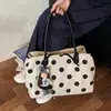 Bolsa de Ombro de Lona com Bolinhas de Novo Estilo Transfronteiriça para Mulheres, Moderna, Simples, Casual para Trabalho e Deslocamento, Bolsa com Armazenamento Multicamadas