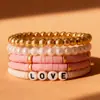 Joias Europeias e Americanas Transfronteiriças Joias de Mão Colorido Argila Macia Retrô Elegante Colorido Pérola Argila Macia Pulseira Pulseira Amor 5 Peças