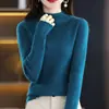 Suéter de Manga Larga al por Mayor Cuello Semi Alto Ajustado 2025 Jersey Primera Línea Andy Terciopelo Fabricante Camiseta Base para Mujer Transfronterizo Nuevo Estilo