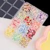 12 Compartimentos 4mm Plástico Contas Facetadas de Canto Cor Macaron Misturada Contas com Furo Losango Corrente de Celular DIY Brincos Acessórios com Contas