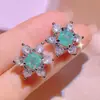 Tiktok live venta caliente moda europea y americana popular colorido tesoro anillo flor Paraiba aretes colgante traje