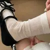 Calcetines Finos de Algodón Puro para Verano para Mujer, Calcetines de Malla Hueca Estilo Retro de Caña Media, Calcetines de Algodón Transpirables Estilo Coreano, Calcetines Holgados