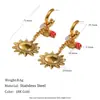 Pendientes de Sol de Encaje Mengjia Europeos y Americanos Transfronterizos Más Vendidos Pendientes Colgantes de Mariposa y Flor Chapados en Acero Inoxidable 18K