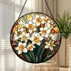 Pendente de Vidro Colorido Flor Narciso de Cristal Ornamento de Vidro para Pendurar em Casa Decoração de Janela Jardim Pegador de Sol
