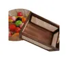 Cesta de almacenamiento de ratán y madera maciza, cesta de almacenamiento de escritorio, caja de aperitivos, cesta de almacenamiento para artículos diversos y cosméticos, caja de almacenamiento y organización