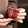 Taza maestra Kui Kou vidriada en rojo cerámica juego de té kung fu taza de degustación taza individual para recoger aroma taza personal uso doméstico taza de té roja pequeña