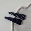 Pinza para el cabello de triángulo azul marino a rayas estilo academia, Pasador ovalado de alta gama, Pinza BB, Pinza para fleco lateral, Accesorio para el cabello