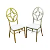 Cadeira de Placa de Ferro Forjado Cadeira de Jantar Externa Cadeira de Metal Bambu Encosto Cadeira Branco Dourado Hotel Casamento Banquete Cadeira de Casamento Banco