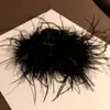 Pinza Geométrica Ovalada Estilo Coreano con Plumas de Avestruz, Estilo Fresco y Dulce, Pinza de Tiburón Accesorio para el Cabello para la Parte Trasera de la Cabeza