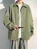 Chaqueta Vintage Suelta para Hombre de Primavera y Otoño con Cuello Waffle, Abrigo Casual Estilo Workwear, Modelo de Temporada Ajustado a la Moda