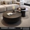 Mesa de Centro Redonda de Pizarra Minimalista Italiana de Lujo Ligero Sala de Estar Hogar Apartamento Pequeño Combinación de Mesas de Centro Redondas Simples Grandes y Pequeñas Vidrio