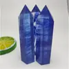 Prisma hexagonal de piedra de fundición azul cristal artificial prisma hexagonal de un solo punto piedra de fundición azul Artesanías de cristal adornos venta al por mayor