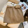 Mini falda de ante peluche ajustada a la cadera para mujer, otoño e invierno, versátil, de cintura alta, adelgazante, anti-exposición, línea A, para chica popular A14897