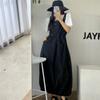 Vestido de Verão Feminino de Alta Costura Dongdaemun Coreano com Cordão na Cintura