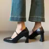 Nuevos Zapatos Mary Jane de Tacón Bajo Vintage para Mujer, Estilo Francés de Tacón Alto, con Punta Cuadrada y Tacón Grueso, Zapatos de Moda
