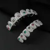 Grillz de Hip-Hop Transfronterizos con Diamantes Rojos y Verdes, Grillz Chapados en Oro con Circonitas Rojas y Verdes, Accesorios Dentales de Rap de Halloween de Moda