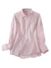 Camisa de Linho Puro Rosa Solta Super Estilosa para Mulheres, Novo Modelo 2026, Manga Longa, Top Feminino de Luxo de Alta Qualidade Algodão-Linho
