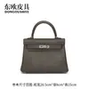 Nova Bolsa KL20 de Fio de Cera Costurada à Mão Crocodilo Siamês Fosco Kelly Couro Genuíno Luxo Leve Kelly Bolsa de Mão Feminina