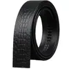 Cinto Masculino Sem Camada Intermediária, Couro Bovino de Duas Camadas, Padrão Crocodilo, Couro Genuíno, Corpo do Cinto Automático, Cinto Sem Fivela, Pronto para Venda