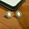 Pendientes de Plata Vintage con Aguja y Perla, con Acabado de Alto Brillo, Lujo Ligero, Sensación Sofisticada, Pendientes Turquesa Frescos y Dulces para Mujer