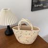 Nova bolsa de ombro casual de algodão com fio, bolsa de tecido com flores, grama, praia, férias, fofa, pequena, flor, retrô, bolsa mensageiro