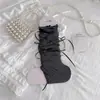Meias 3/4 com Laço Youjiaxiu para Mulheres, Meias Finas Empilháveis Estilo Miu, Meias Doces JK com Barra Enrolada, Polainas sem Pé