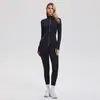Conjunto de Roupa de Yoga Ajustada Estilo Europeu e Americano Transfronteiriço, Jaqueta Esportiva de Manga Longa com Zíper de Primavera, Calça Longa Flare de Fitness e Yoga Feminina