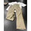 Calça casual jacquard cáqui para homens, estilo fino de verão, calça reta simples e versátil, calça esportiva casual solta para homens