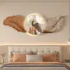 Pintura decorativa iluminada transfronteriza, diseño moderno de plumas de lujo ligero, pintura tallada creativa para cabecera de dormitorio, pintura colgante para pared de fondo de sofá
