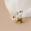 Nafuge joyería de plata al por mayor incrustada pétalos de cristal natural anillo de plata vintage moda perla de agua dulce anillo de plata 925