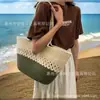 Bolso Tejido Francés Color-Blocking Primavera Verano para Mujer 2026 Nuevo Estilo Bolso de Hombro Tipo Cesta con Patrón Hueco Bolso Tote Ligero