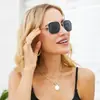 Gafas de Sol Polarizadas para Mujer, Antirreflejantes para Conducir, Gafas de Sol Cuadradas con Doble Puente Retro Europeas y Americanas para Hombre, Gafas de Sol de Moda