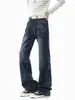 Jeans de retazos con remaches estilo americano, unisex, colección de otoño, estilo high-street, con patrón de bigotes de gato, ligeramente acampanados, pantalones largos, marca de moda, efecto adelgazante, pantalones de pierna recta