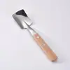 Pala con Mango de Madera Maciza Cuchara en Forma de Pala Japonesa Creativa 304 Estilo Industrial Cuchara en Forma de Pala Cuchara con Pinza de Madera Maciza Pala para Sandía Cuchara Acabado Espejo