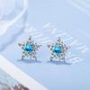Pendientes de estrella de cinco puntas con cristales azules artificiales de estilo coreano para mujer, bonitos mini pendientes de estrella.