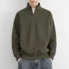 Sudadera de Hombre con Media Cremallera y Cuello Alto Otoño Nuevo Estilo Sencilla Versátil Color Sólido Texturizada Holgada Casual Top Barata al por Mayor