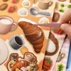 Xinmo Prato de Comida Adesivos de Jogo Criativo e Divertido Prato de Comida DIY Descompressão Comida e Brincadeira Livro de Adesivos