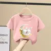 2129 # Camiseta 100% Algodão para Meninas Manga Curta Roupas de Verão para Meninos Roupas Infantis Tops Soltos de Verão para Bebês Meninas Verão