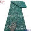 Vestido de encaje de malla transparente con patrón de planta bordado con lentejuelas y cuentas de ancho completo para mujer, vestido de novia, superficie de ropa para actuación en escenario