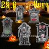 2026 Original Nuevo Cartel de Jardín de Halloween Fiesta de Halloween Negro Realista Lápida Decoración Cartel de Jardín
