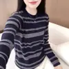 Suéter de punto a rayas con cuello redondo para mujer, nueva colección otoño/invierno 2026, estilo holgado y relajado, de manga larga, tejido fino, adecuado como capa base o top