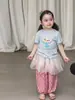 Ropa para Niños Weimu Conjunto para Niñas Camiseta de Manga Corta Estilo Verano Delgado 2026 Ropa Casual para Niños Top y Pantalones para Bebé Clase a