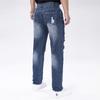 Jeans Rotos de Pierna Recta No Elásticos para Hombre, Estilo Pantalón para Hombre, Pantalones de Mezclilla Azules Desgastados Chic Urbano para Bicicleta