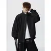 Jaqueta Bomber Patchwork Desconstruída de Marca Tendência Transfronteiriça Gola Alta Masculina Primavera e Outono Toque de Luxo Roxo Solta com Zíper